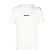 Jil Sander Vit Logotyp Bomull T-shirt White, Herr