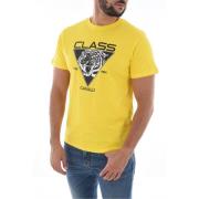 Cavalli Class Gul Logo Print Bomull T-shirt Yellow, Herr