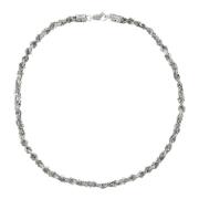 Emanuele Bicocchi Silver Rund Fläta Halsband Smycken Gray, Unisex