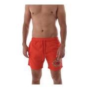 Cavalli Class Röda Logga Badshorts - Klassisk Stil Red, Herr