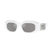 Versace Stiliga solglasögon med ljusgrå speglade linser White, Dam