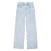 Anine Bing Blå High-Waist Straight Leg Jeans Blue, Dam