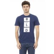 Baldinini Trend Blå Bomull T-shirt, Kortärmad med Framsida Tryck Blue,...
