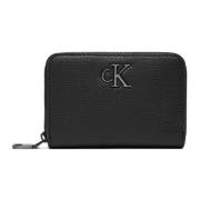 Calvin Klein Minimal Monogram Dragkedja Plånbok Black, Dam