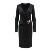 Versace Svart V-ringad klänning tillverkad i Italien Black, Dam