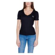 Calvin Klein Jeans Rib V-Neck T-Shirt Höst/Vinter Kollektion Black, Da...