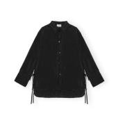 Ganni Svart Oversized Viskos Skjorta Blus Black, Dam