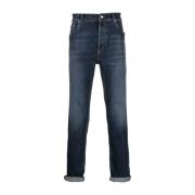 Brunello Cucinelli Blåa Cropped Jeans Blue, Herr