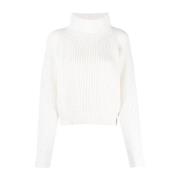 Lorena Antoniazzi Vit Stickad Turtleneck Sweatshirt Casual Stil White,...