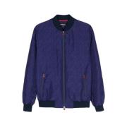 Kiton Speckle Print Bomberjacka Blue, Herr