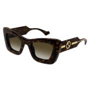 Gucci Stiliga Cateye solglasögon i Havana Tortoise Multicolor, Unisex