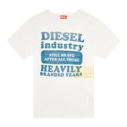 Diesel T-shirt med insidan-ut logotyptryck White, Herr