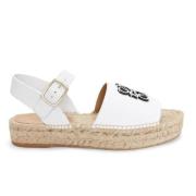 Loewe Anagram Läder Platta Sandaler White, Dam