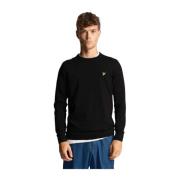 Lyle & Scott Bomull Merino Crew Neck Tröja Black, Herr