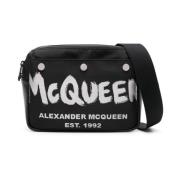 Alexander McQueen Studded Leather Shoulder Bag Black, Herr