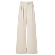 Max Mara Hög Midja Breda Ben Byxor Beige, Dam