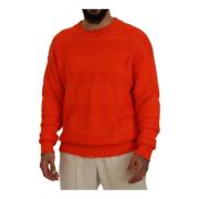 Dsquared2 Orange Stickad Crew Neck Sweater Orange, Herr