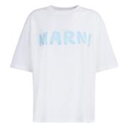 Marni bomull t-shirt med logotyp White, Dam