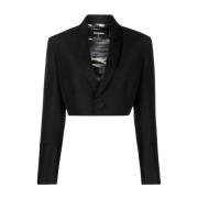 Dsquared2 Svart Cropped Blazer Knäppning Italien Black, Dam