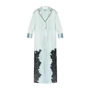 Ganni Elegant Lace Shirt Dress Blue, Dam