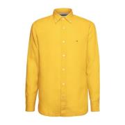 Tommy Hilfiger Herr Linne Regular Fit Skjorta Yellow, Herr