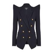 Balmain 8-knappad strukturerad jacka Blue, Dam