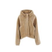 Blancha Beige Shearling Bomberjacka Beige, Dam