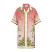 Casablanca Rosa Sidens Twill Skjortklänning Multicolor, Dam