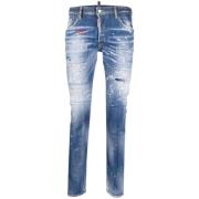 Dsquared2 Skater Jeans med målarsplatter detalj Blue, Herr