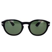 Persol Vintage Runda Solglasögon Svart Grön Black, Unisex