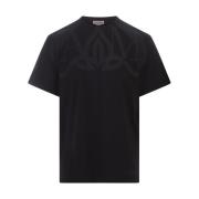 Alexander McQueen Svart T-shirt med Seal Logo Print Black, Herr
