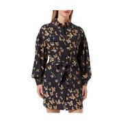 Love Moschino Bomullsskjortklänning med Fjärilstryck Multicolor, Dam