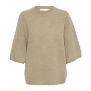 InWear Oversize Tshirt Stickad Pinetree Melange Beige, Dam