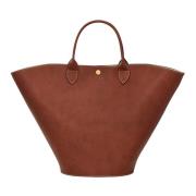 Longchamp Brun Läder Axelväska Brown, Dam