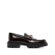 Tod's Burgundy Fringed Leather Moccasins Brown, Dam