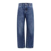 Brunello Cucinelli Blå Wide Leg Jeans Tillverkad i Italien Blue, Dam