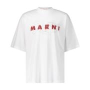 Marni Oversized Logo Print T-Shirt White, Herr