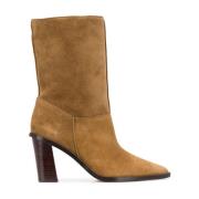 Kenzo Bruna Läder Ankelboots med 70mm Klack Brown, Dam