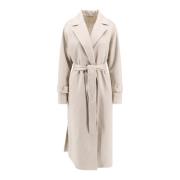 Brunello Cucinelli Vit Cashmere Bältesrock Aw24 White, Dam