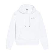 Jacquemus Broderad Sweatshirt med Huva White, Dam