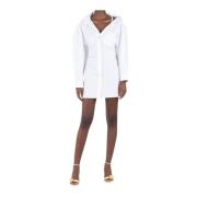 Jacquemus Asymmetrisk Mini Skjortklänning White, Dam