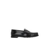 Tod's Svarta lädermockasin skor Black, Dam