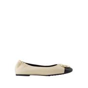 Tory Burch Claire Cap-Toe Ballerinas - Läderskor Beige, Dam