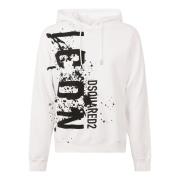 Dsquared2 Bomullsweatshirt med dragsko huva White, Herr