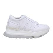 Rucoline Vita Guld Läder Sneakers Snörning White, Dam