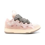 Lanvin Rosa Mocka Sneakers med Perforerad Detalj Pink, Dam