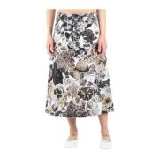 Marni Nocturnal Flared Cotton Skirt Multicolor, Dam