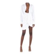 Jacquemus Vit Draperad Klänning Bahia Stil White, Dam