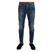 Dolce & Gabbana Elegant Slim Fit Italienska Denim Jeans Blue, Herr