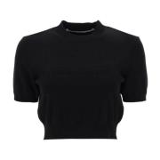 Alexander Wang Präglad Logotyp Cropped Top Black, Dam